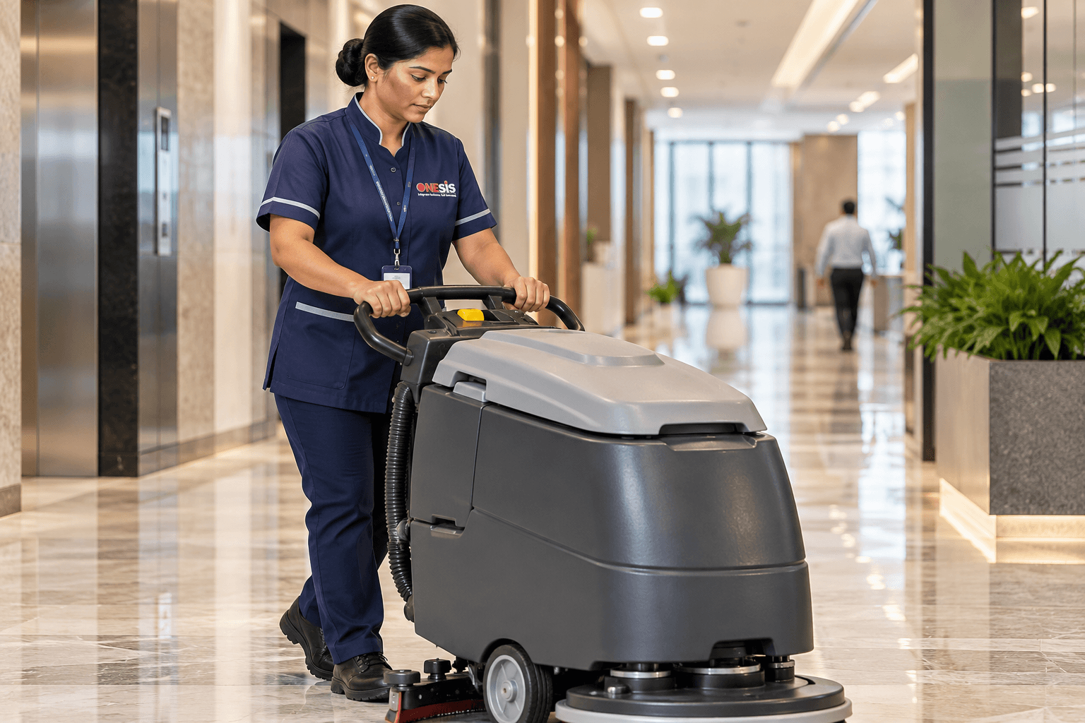 Clean and polished hotel corridor
